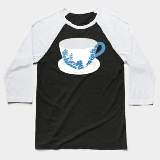 Blue and White Teacup Baseball T-Shirt